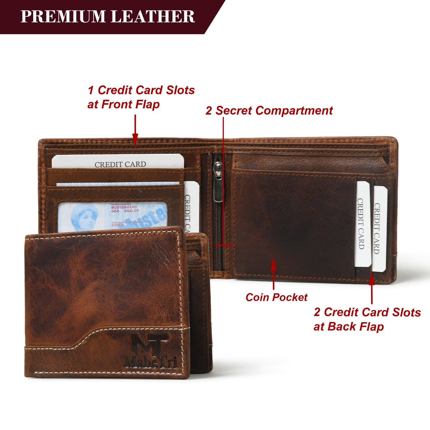 Free Leather Wallet | Handmade Full Grain Brown Leather Laptop Crossbody Messenger Office Briefcase | Christmas Gift For Him And Her