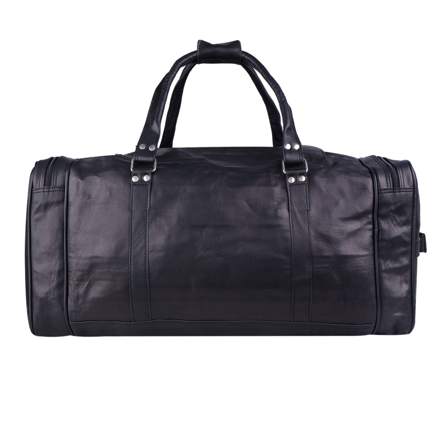 Handmade Full Grain Black Leather Overnight Weekender Travel Duffel Bag, Toiletry Bag & Wallet Super Saver Combo | Black Duffle Gift For Him