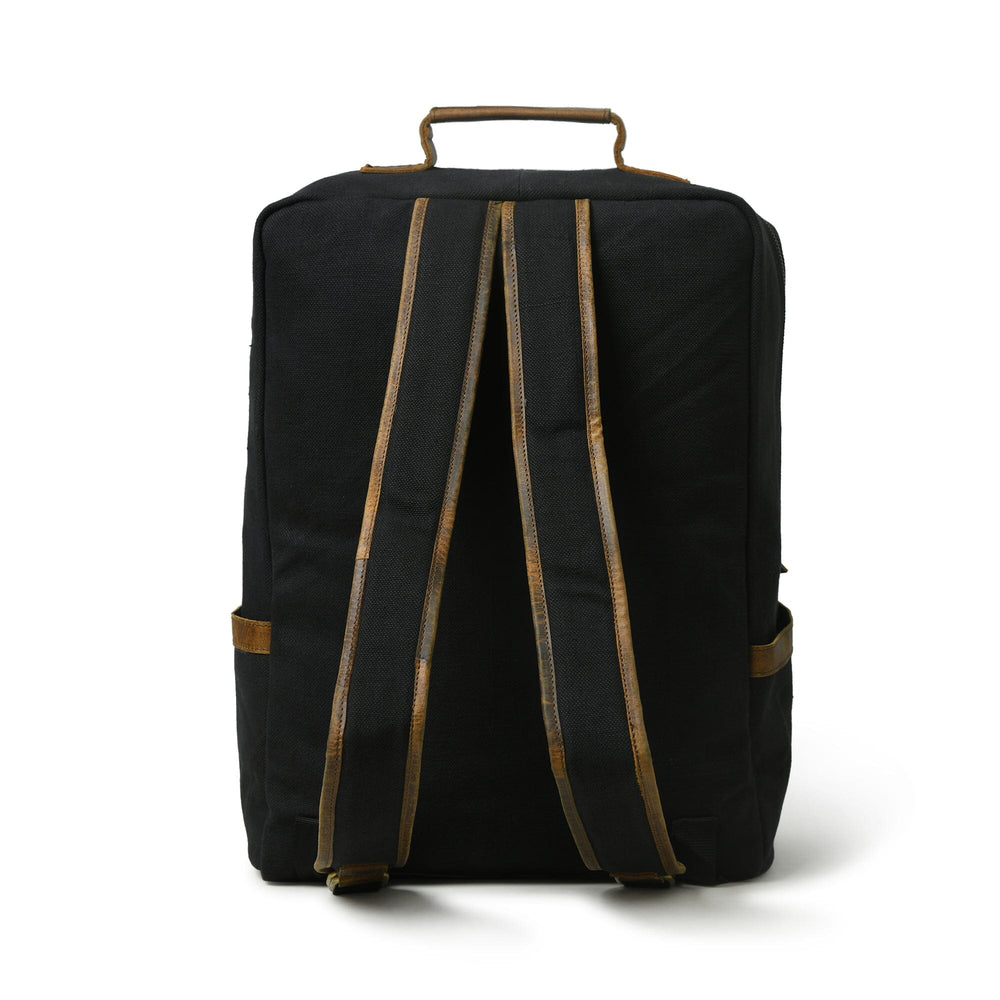 Canvas Commuter Backpack with Buffalo Leather Trim — view 2