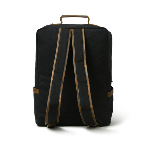 Canvas Commuter Backpack with Buffalo Leather Trim — view 2
