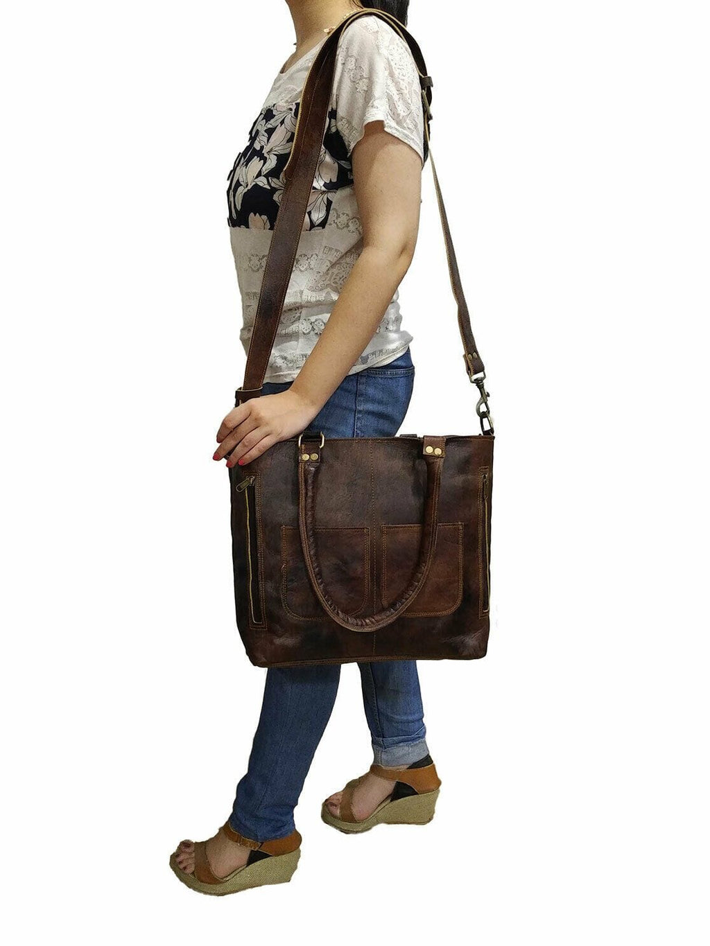 Chestnut Leather Pocket Tote — view 2