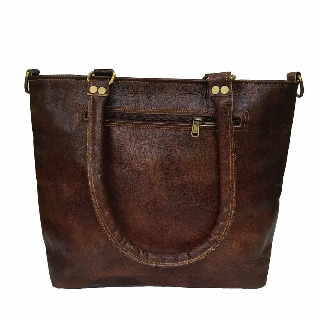 Chestnut Leather Pocket Tote — view 3