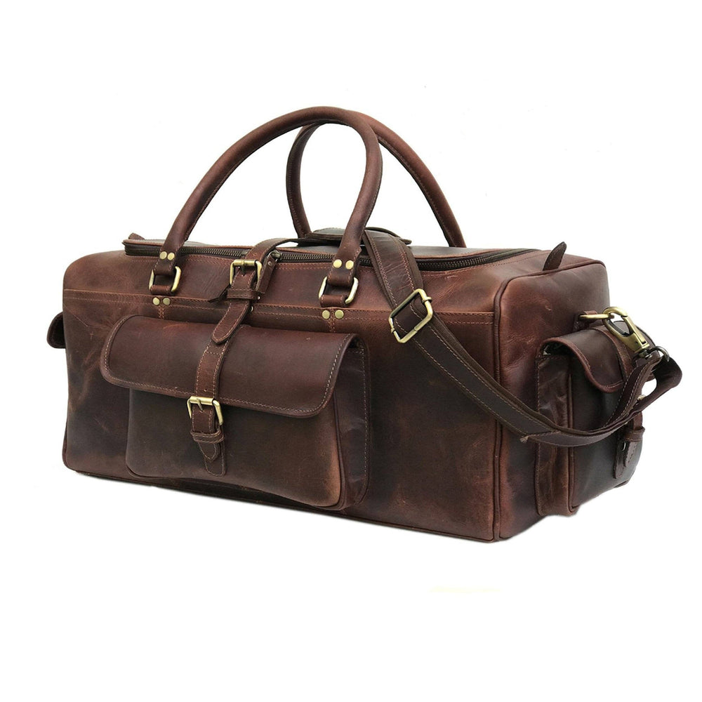 Chocolate Buffalo Leather Pocket Duffel — view 2