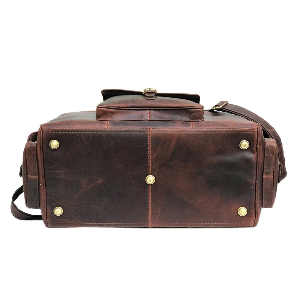 Chocolate Buffalo Leather Pocket Duffel — view 3