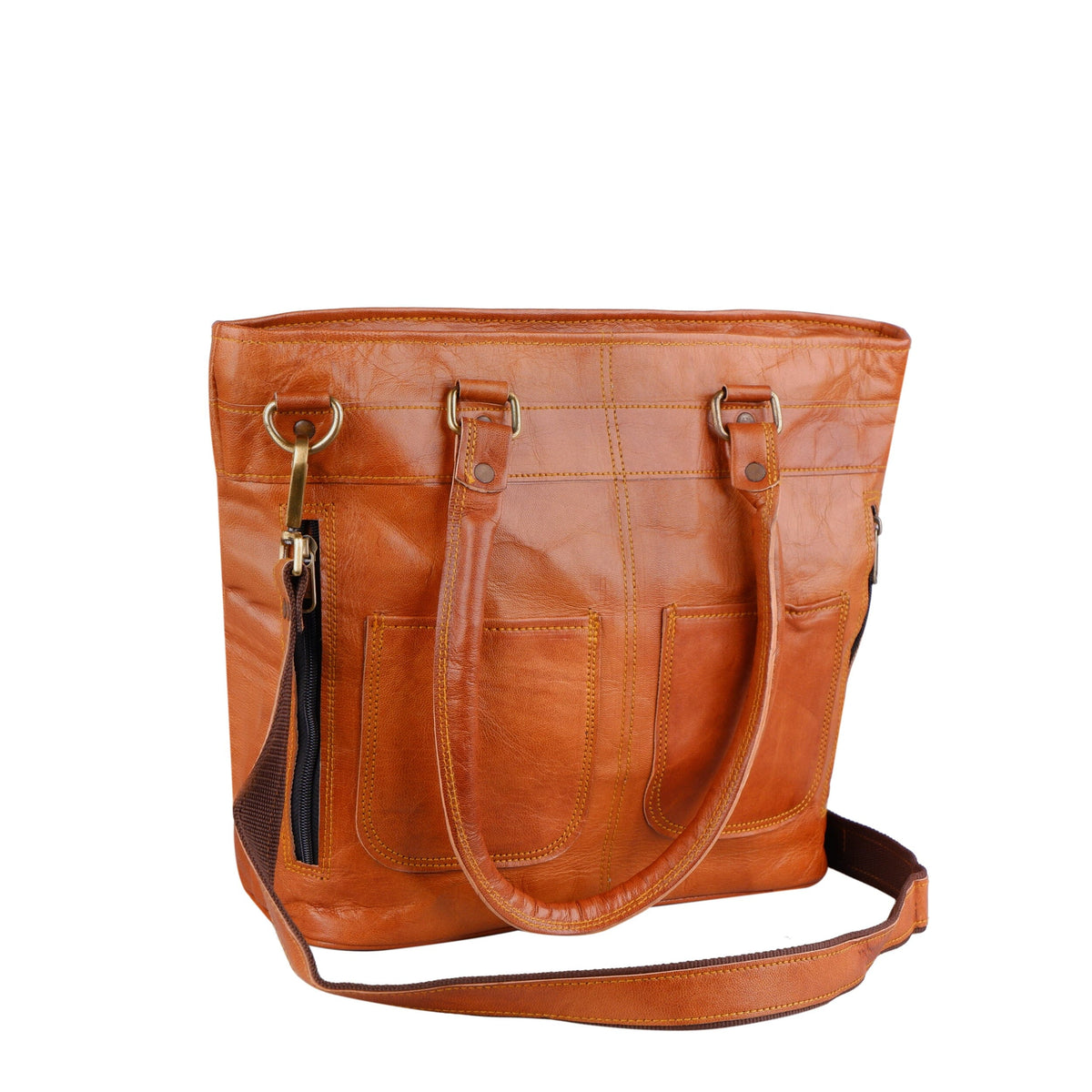 Copper Zip-Top Leather Tote — view 1