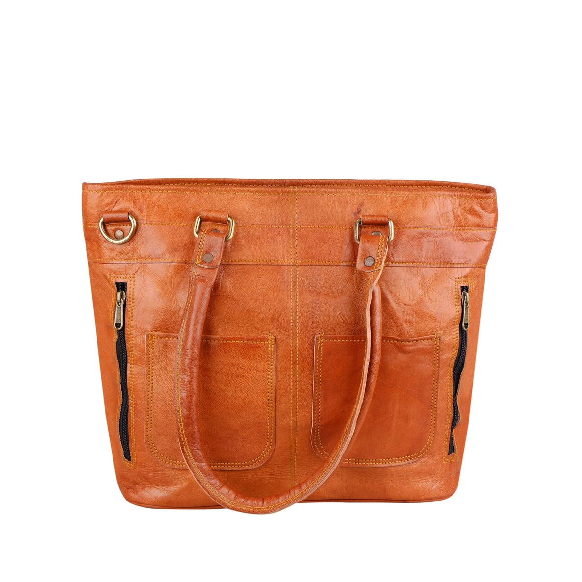 Copper Zip-Top Leather Tote — view 2