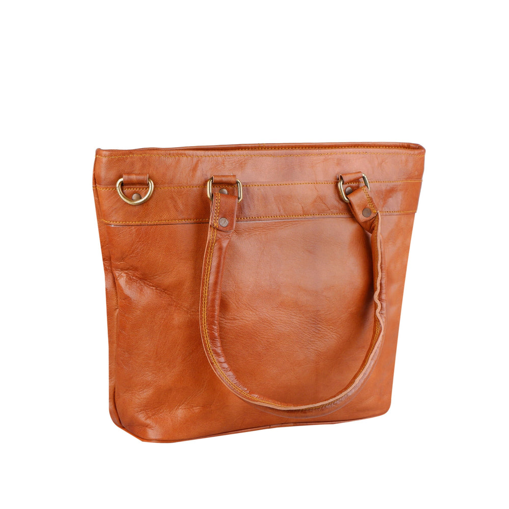 Copper Zip-Top Leather Tote — view 3
