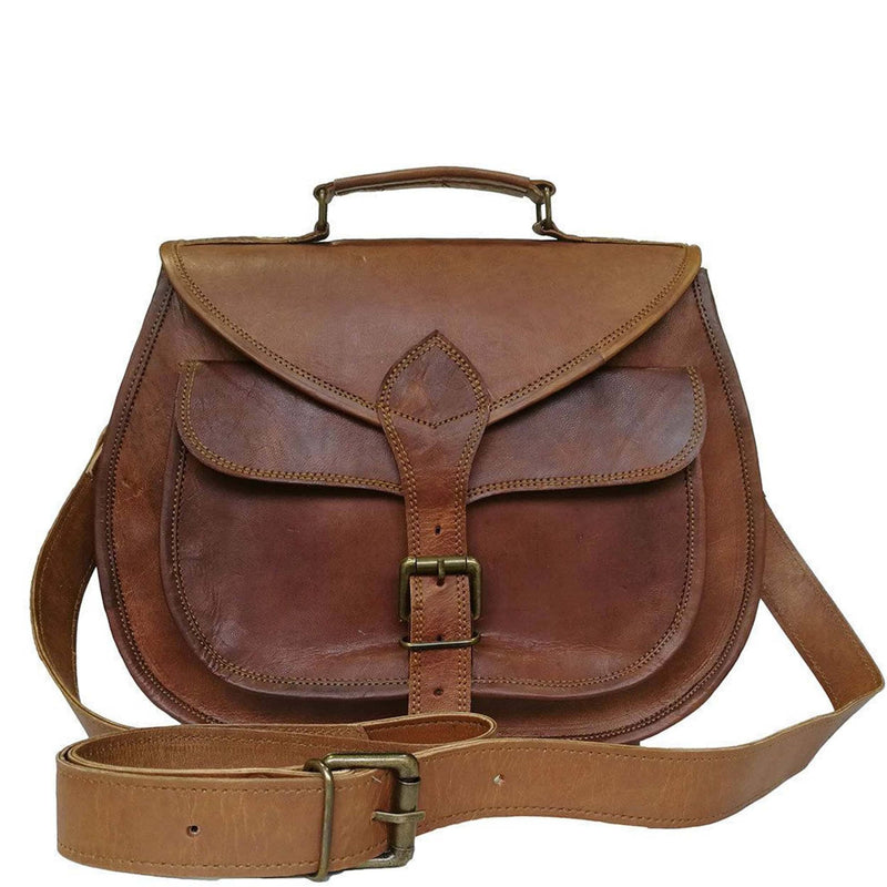 Crescent Handle Leather Satchel
