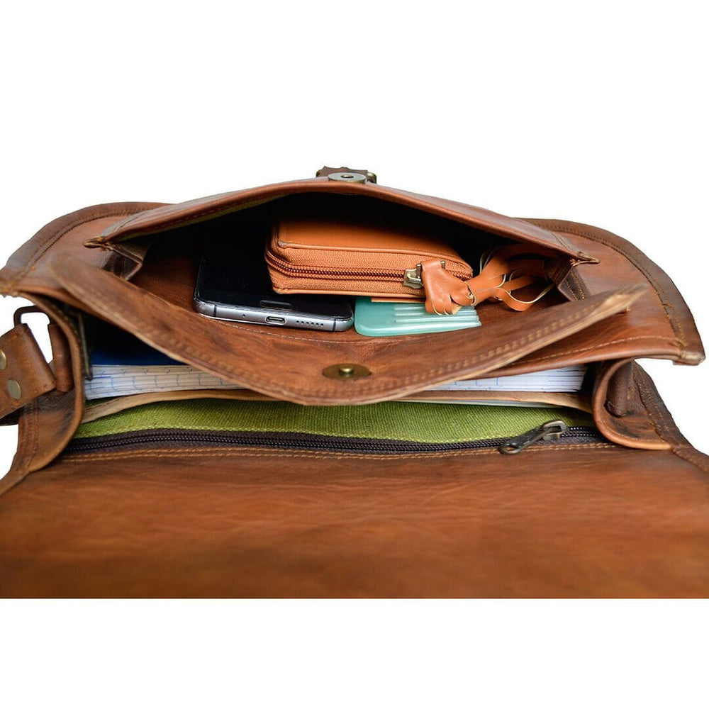 Crescent Handle Leather Satchel — view 2