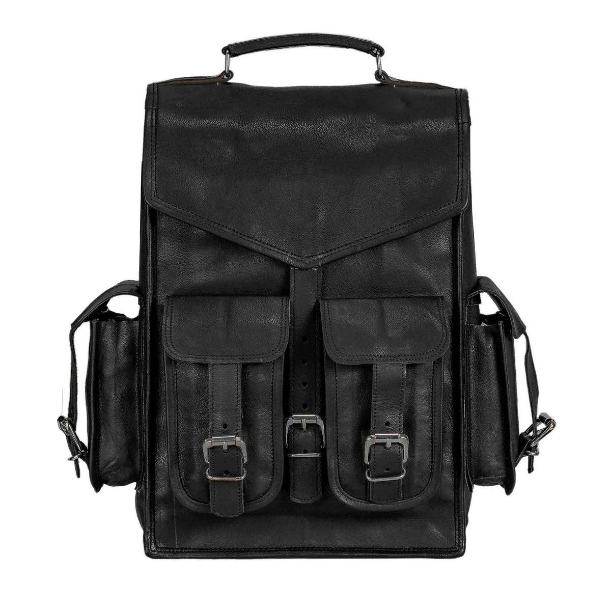 Onyx Convertible Leather Backpack in black