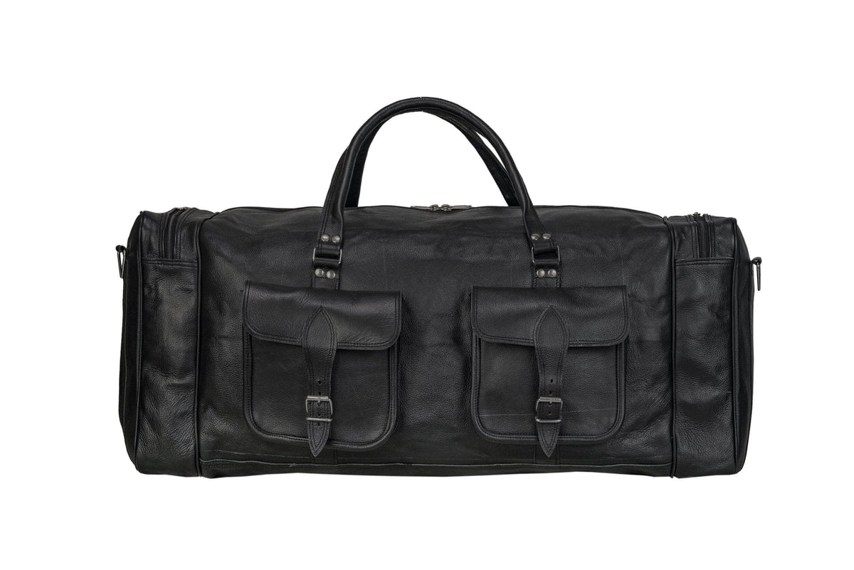 Onyx Oversized Leather Travel Duffel — view 3