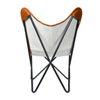 Saddle Leather Lounge Chair with Iron Stand — view 3