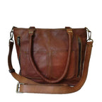 Tall Brown Leather Organizer Tote — view 1