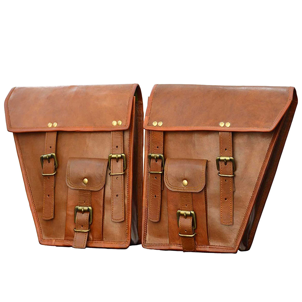 Twin Trail Leather Motorcycle Pannier Pouches — view 1
