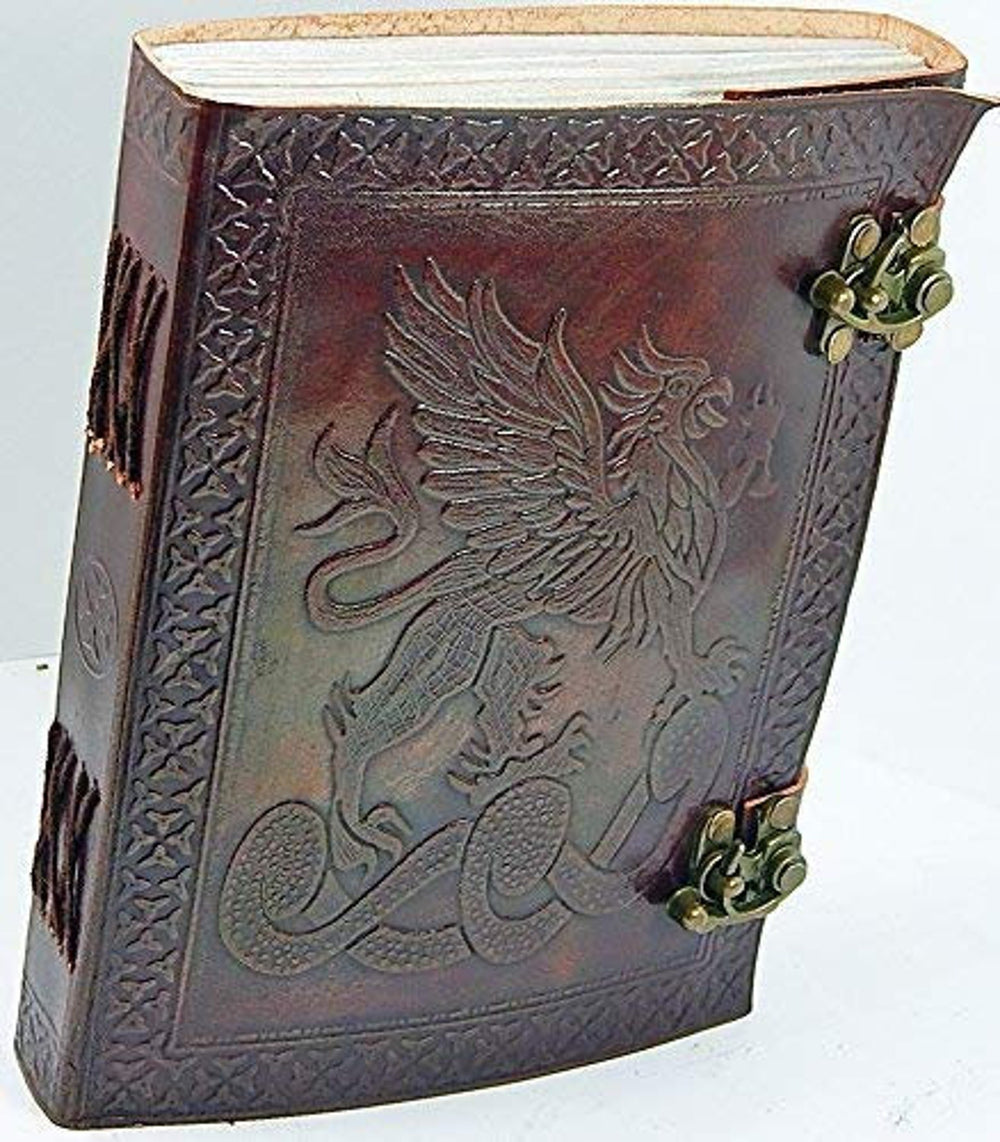 Dragon Design Leather Journal Set of 2 – Coptic Bound Lock Closure