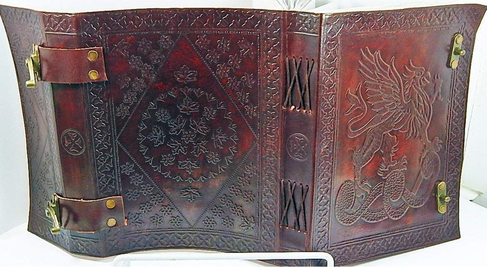 Dragon Design Leather Journal Set of 2 – Coptic Bound Lock Closure