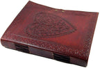 Heart Embossed Leather Journal Set of 2 – Coptic Bound, 8"x6"