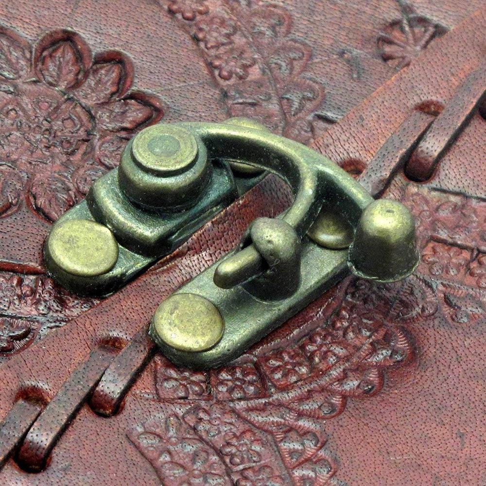 Vintage Embossed Leather Journal Set of 2 – Handmade Notebook 6"x4"