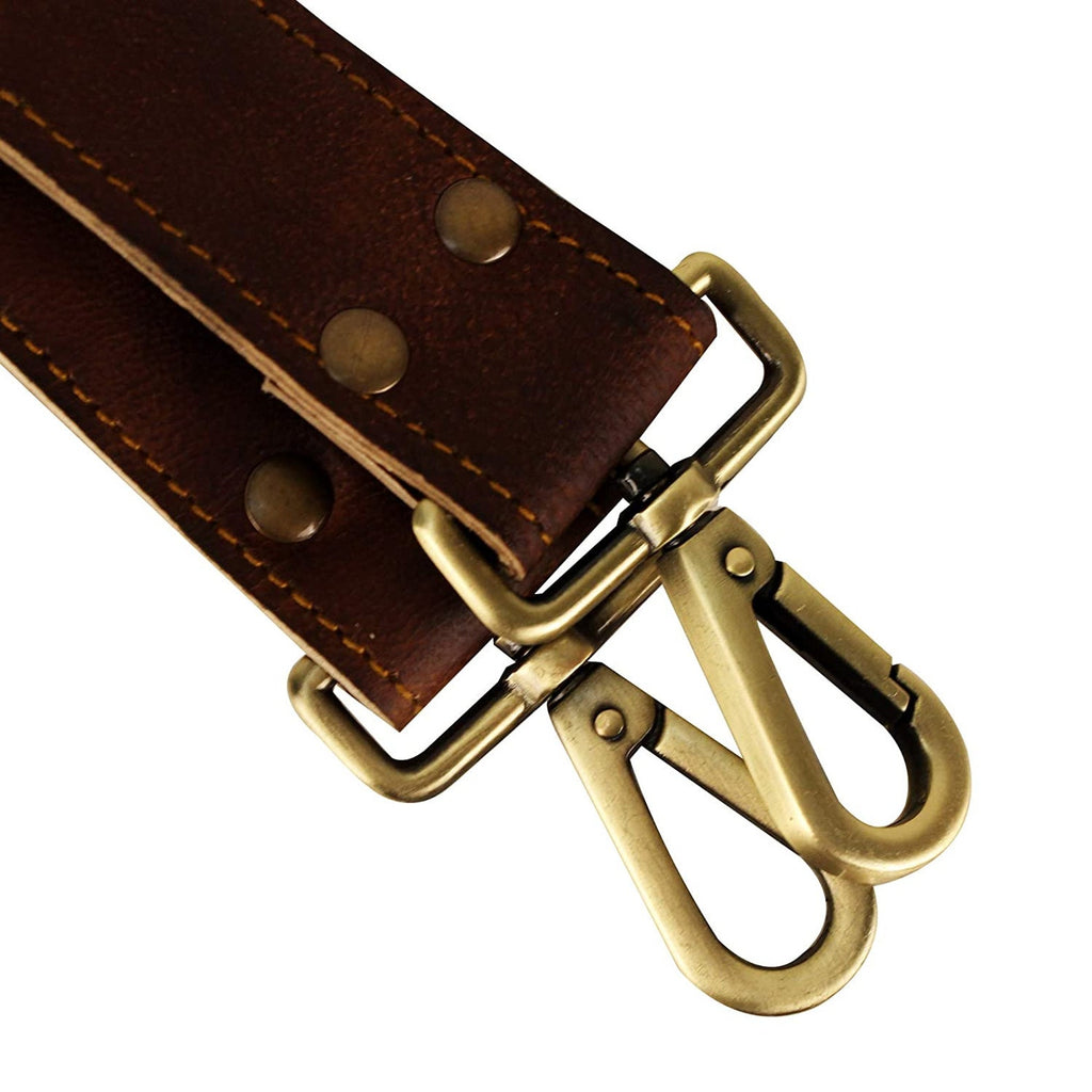 Adjustable Leather Shoulder Strap – Padded Brass Swivel Hooks