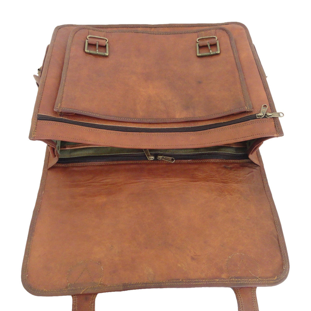 Vintage Brown Leather Laptop Satchel Briefcase – Valentine's Gift