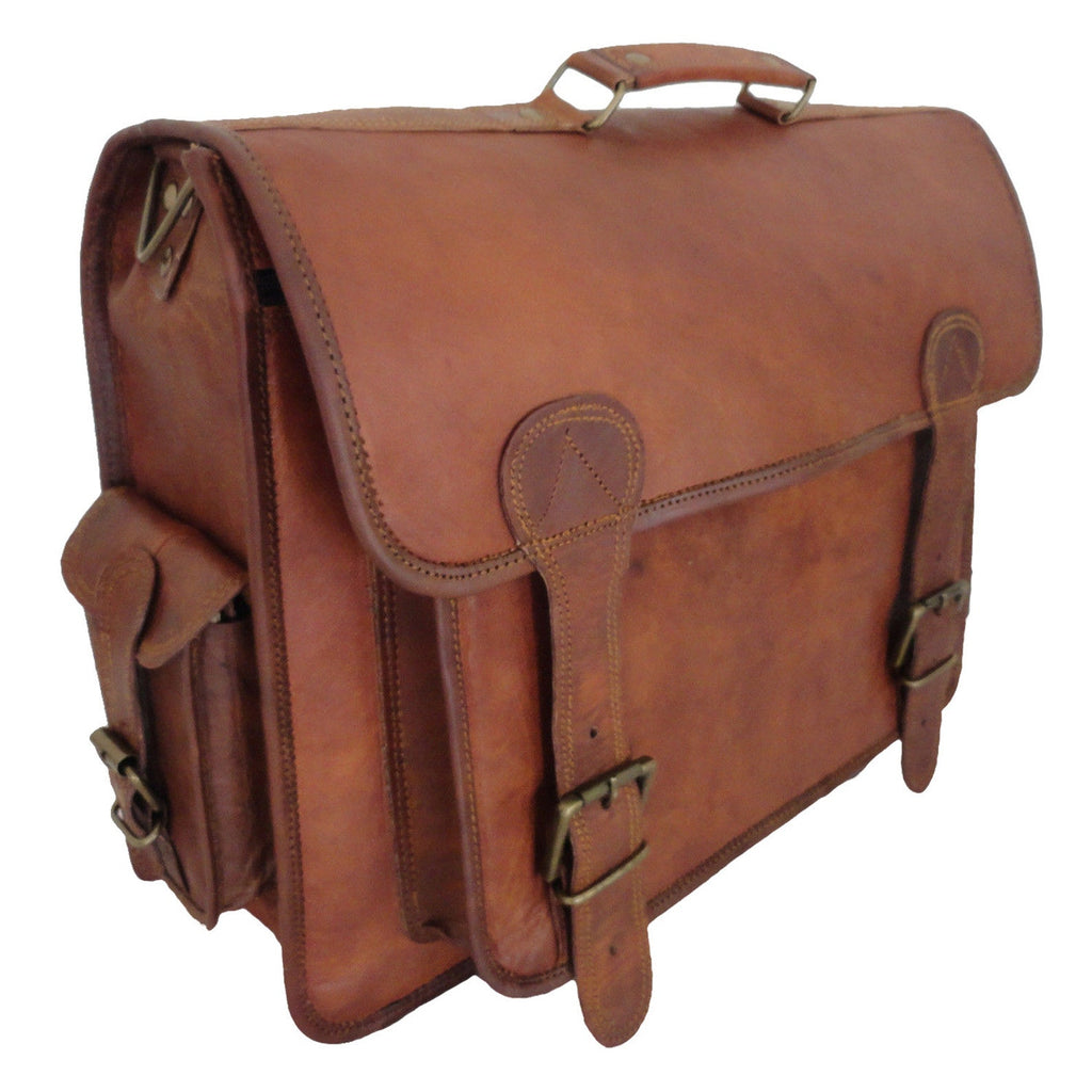 Vintage Brown Leather Laptop Satchel Briefcase – Valentine's Gift
