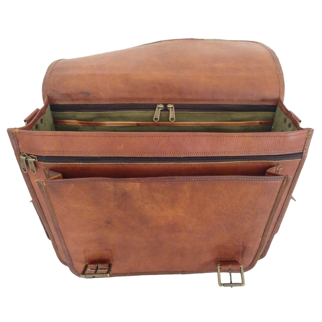 Vintage Brown Leather Laptop Satchel Briefcase – Valentine's Gift
