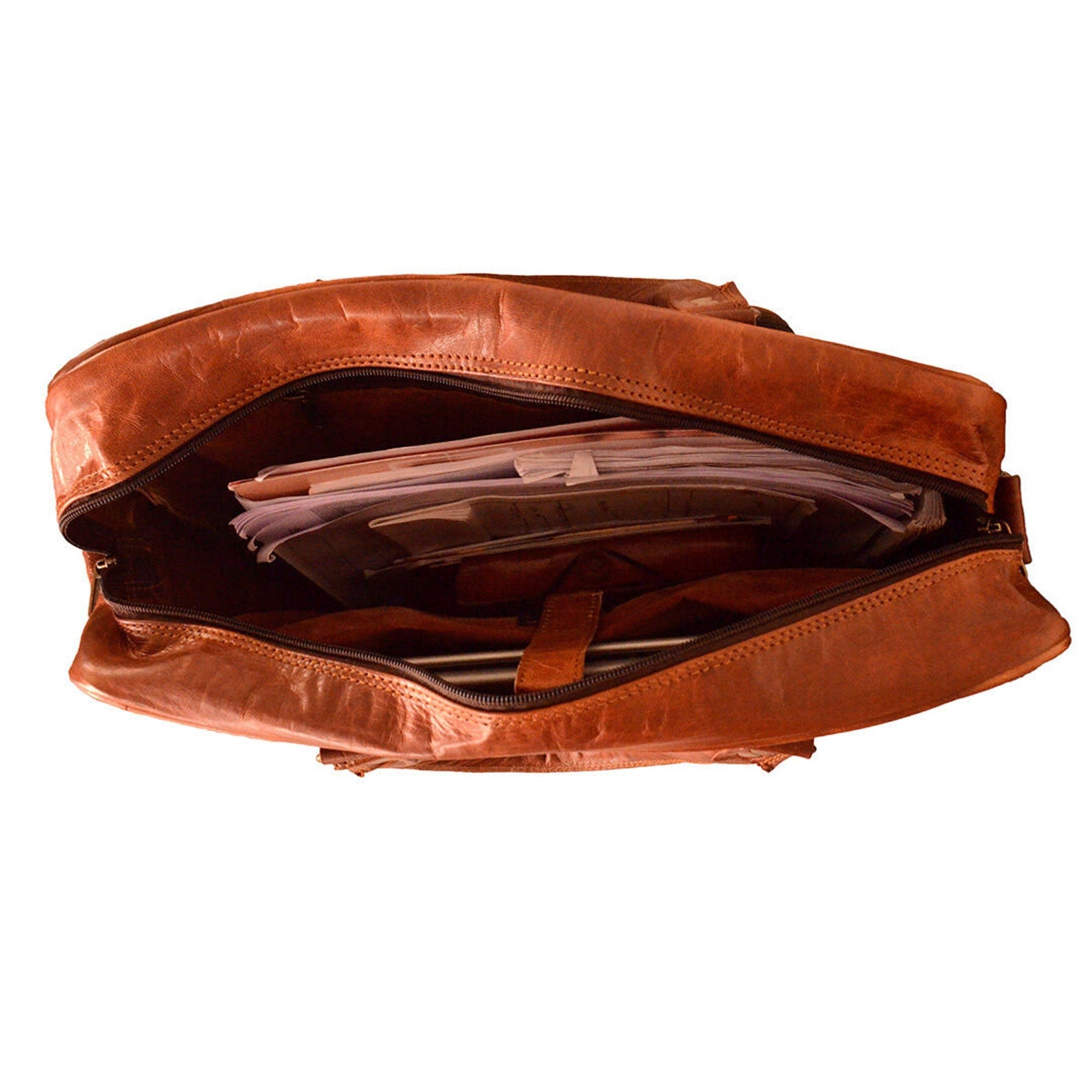 Vintage Brown Leather Laptop Messenger Briefcase – Unisex Satchel