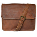 Vintage Brown Leather Crossbody Messenger Bag – Unisex