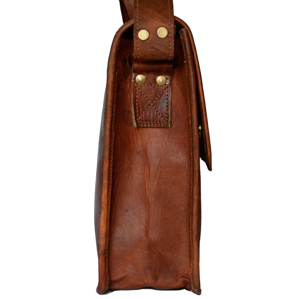 Vintage Brown Leather Crossbody Messenger Bag – Unisex