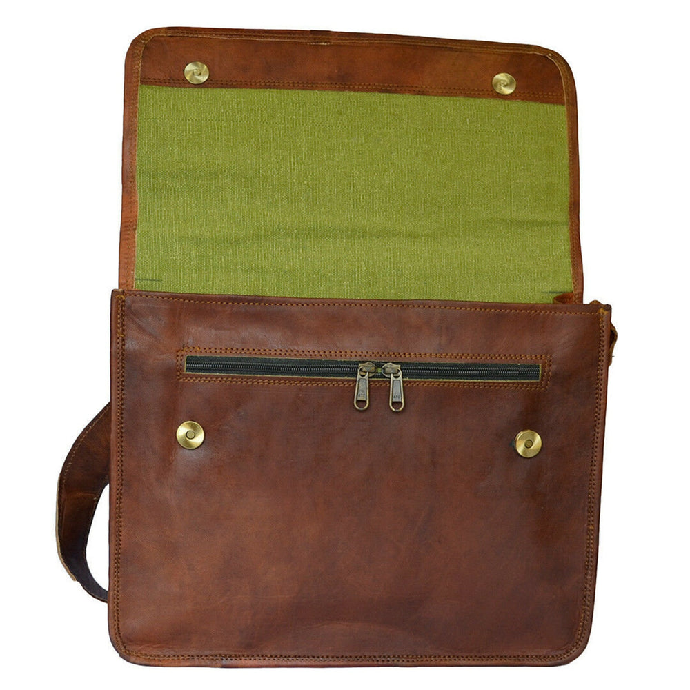 Vintage Brown Leather Crossbody Messenger Bag – Unisex