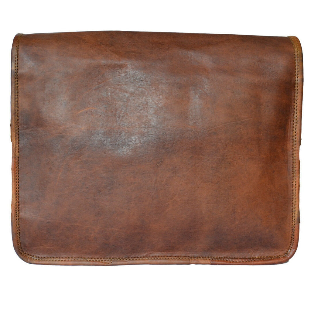 Vintage Brown Leather Crossbody Messenger Bag – Unisex