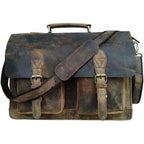 Buffalo Leather Messenger Bag – Personalized Briefcase 15"–18"
