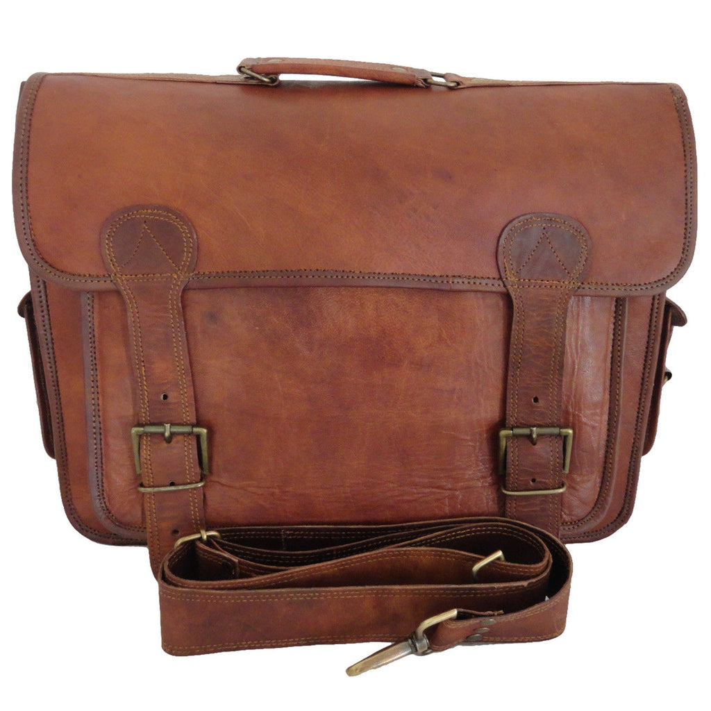 Vintage Brown Leather Laptop Satchel Briefcase – Valentine's Gift