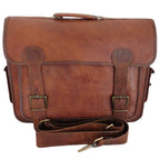 Vintage Brown Leather Laptop Satchel Briefcase