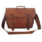 Vintage Brown Leather Laptop Satchel Briefcase