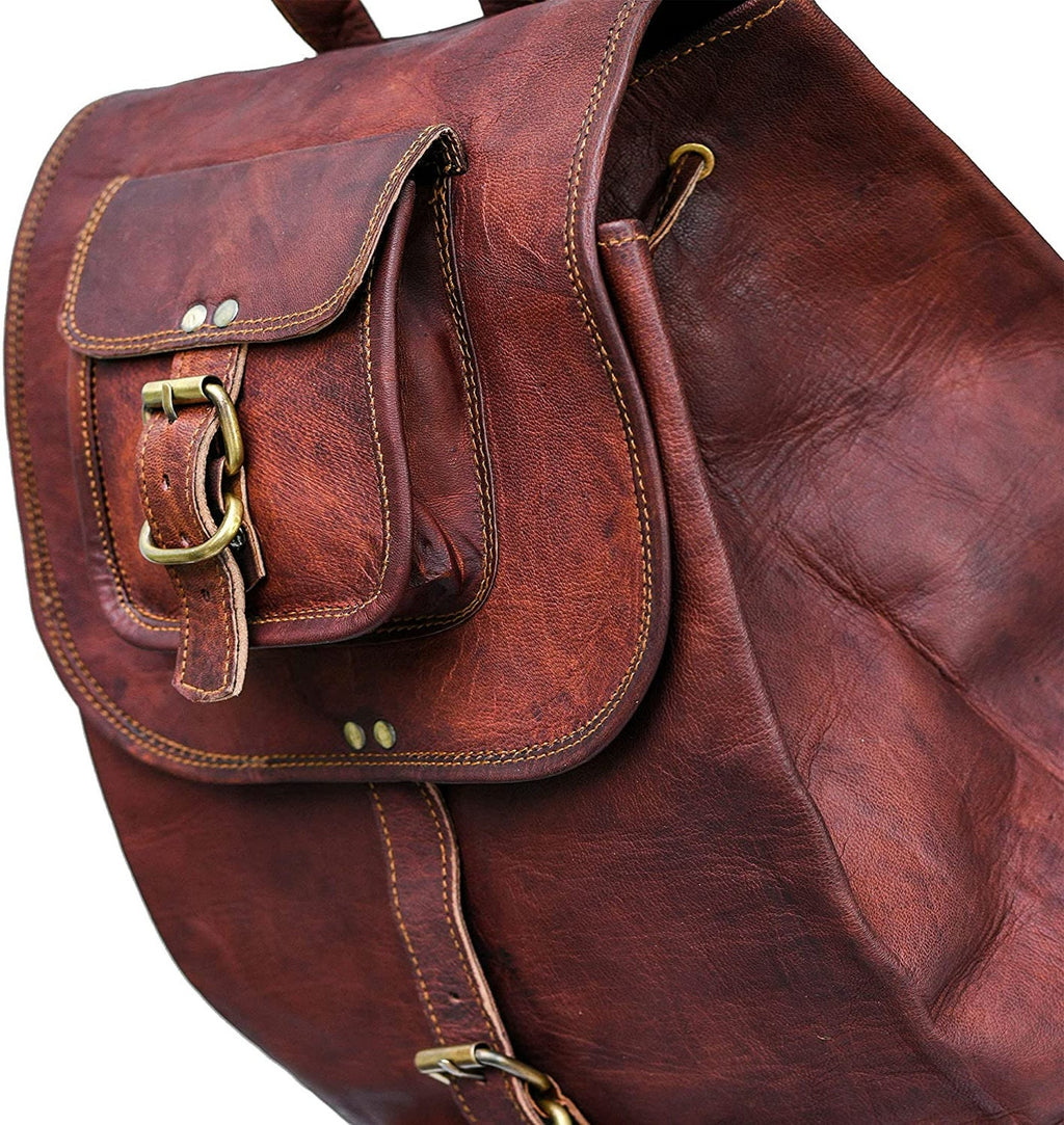 Genuine Goat Leather Backpack – Travel & Laptop Rucksack