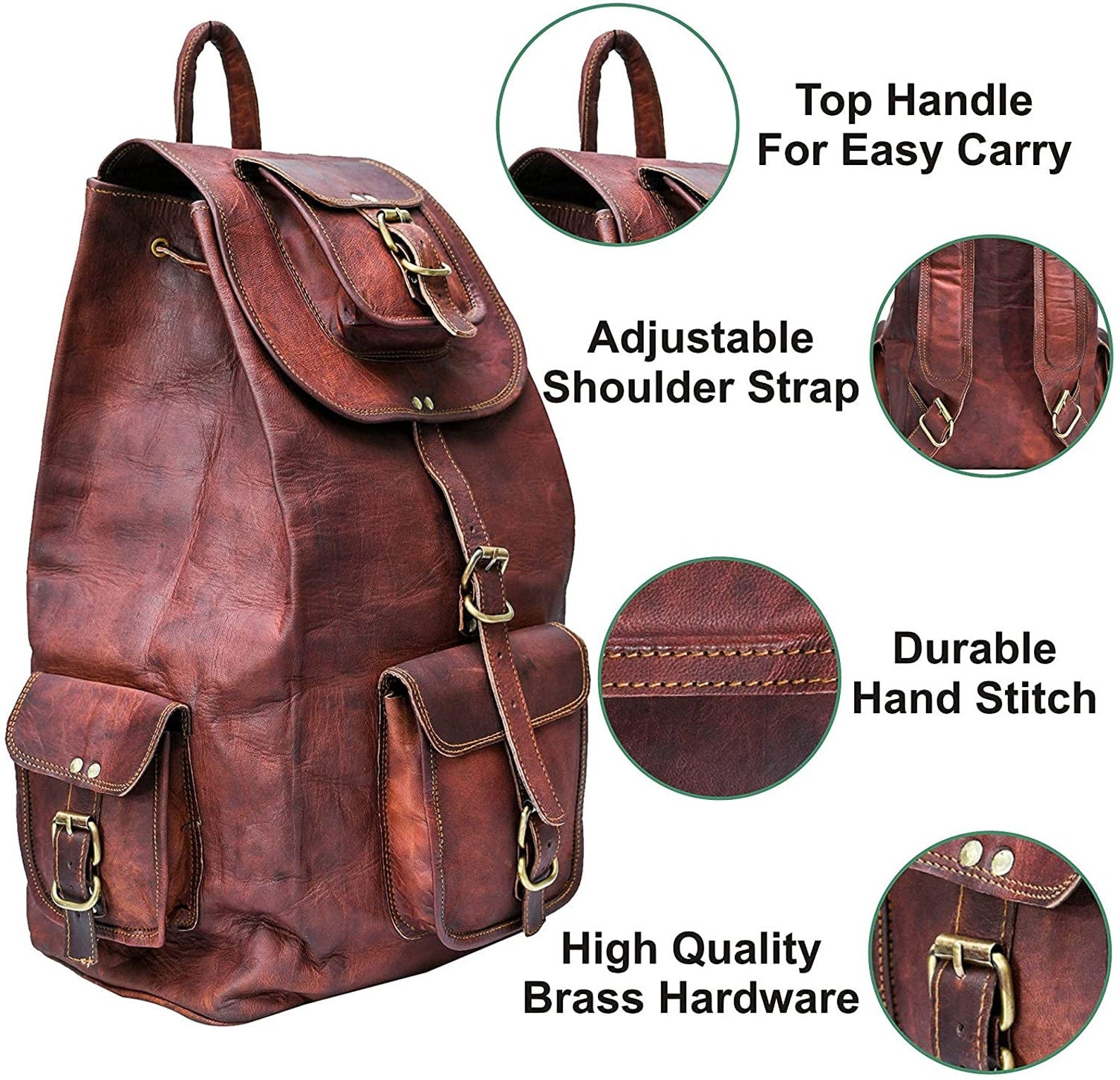 Genuine Goat Leather Backpack – Travel & Laptop Rucksack