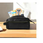 Black Leather Dopp Kit – Men's Toiletry Travel Wash Bag