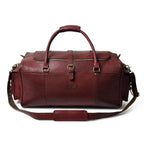 Cherry Red Buffalo Leather Weekender Duffel Bag – Personalized