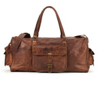 Men's Full Grain Leather Weekender Duffel Bag – Overnight Travel