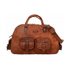 Full Grain Brown Leather Weekender Duffel Bag – Travel Gift