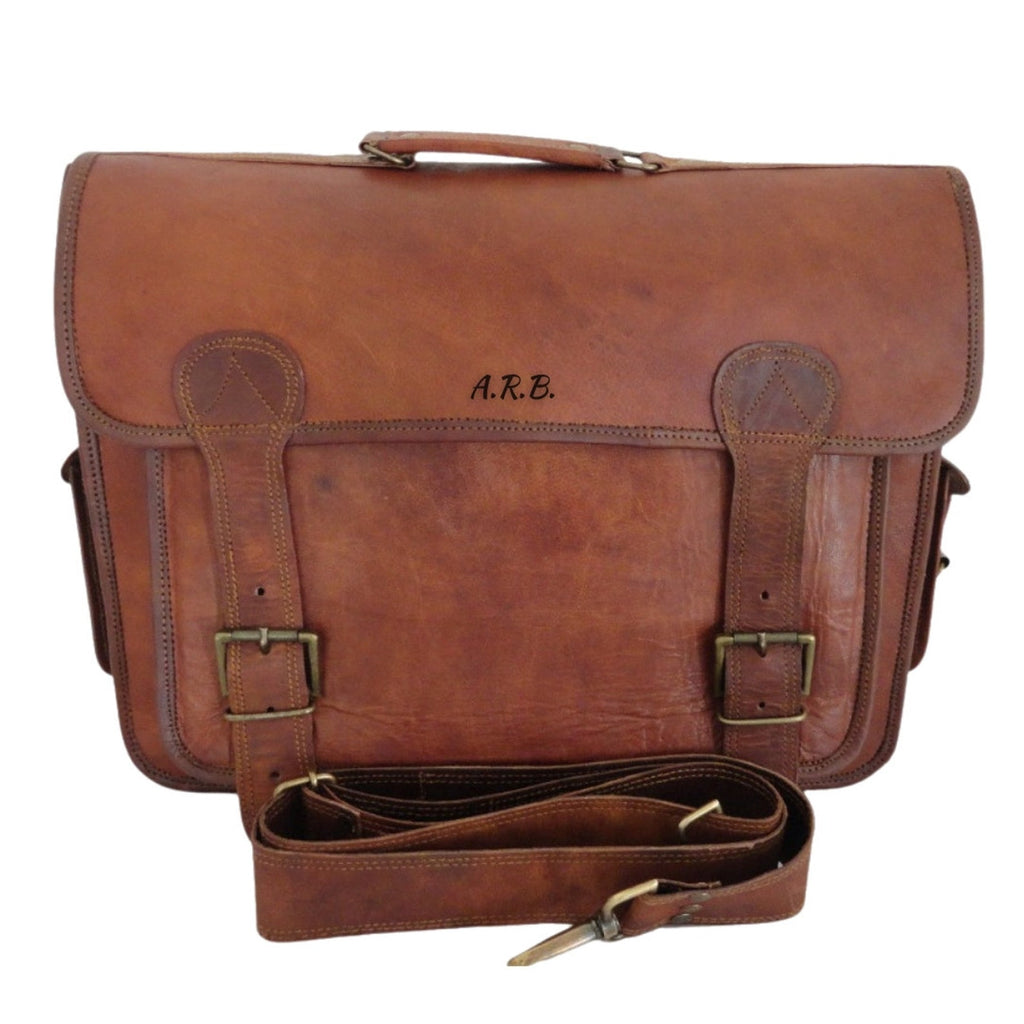 Vintage Brown Leather Laptop Satchel Briefcase – Valentine's Gift