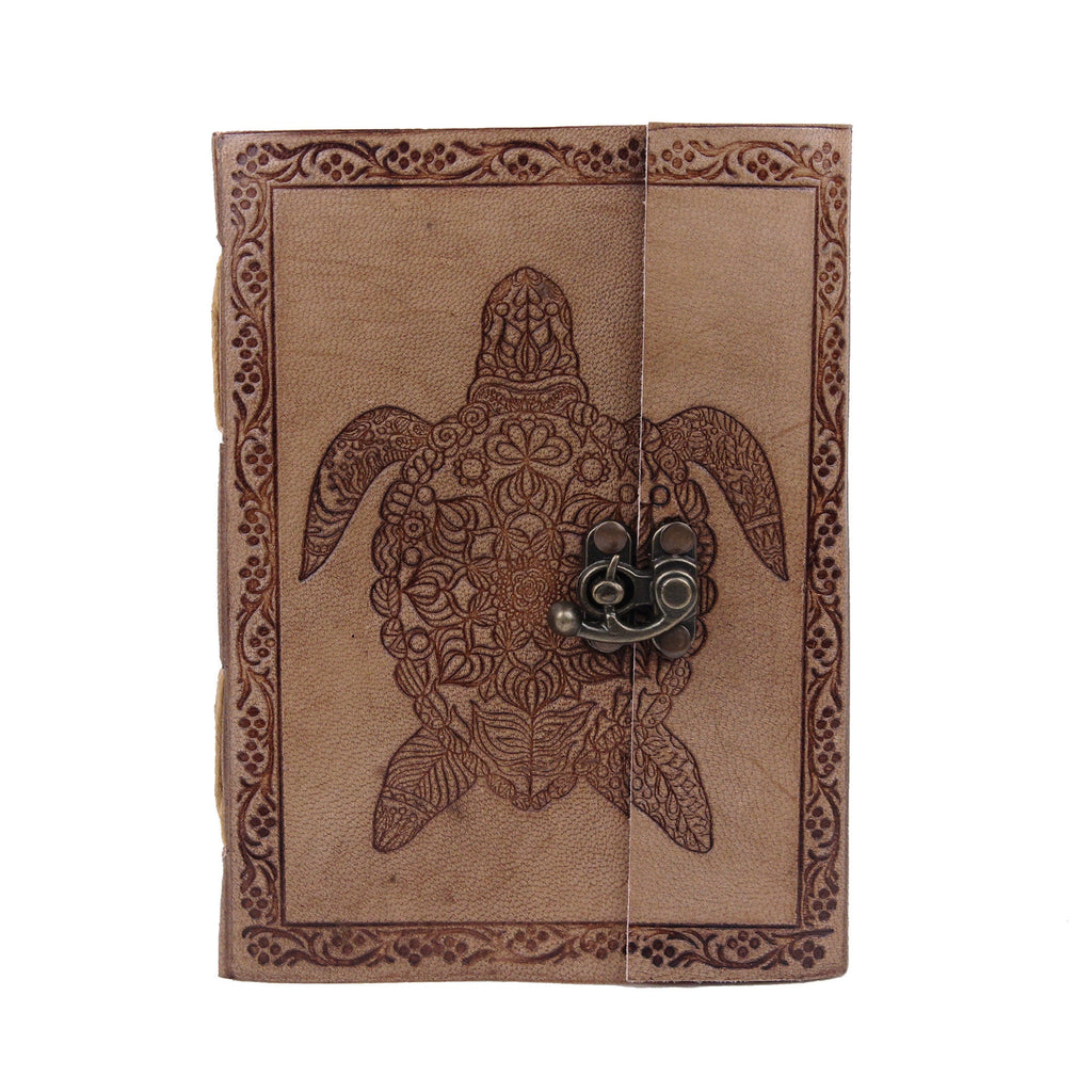 Turtle Design Leather Journal Set of 2 – Coptic Bound, 8"x6"
