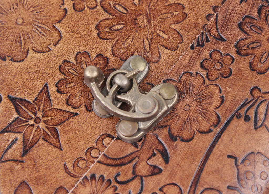 Vintage Embossed Leather Journal Set of 2 – Coptic Bound, 8"x6"