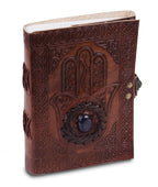 Buddha Palm Gem Embossed Leather Journal – Lock Closure, 8"x6"
