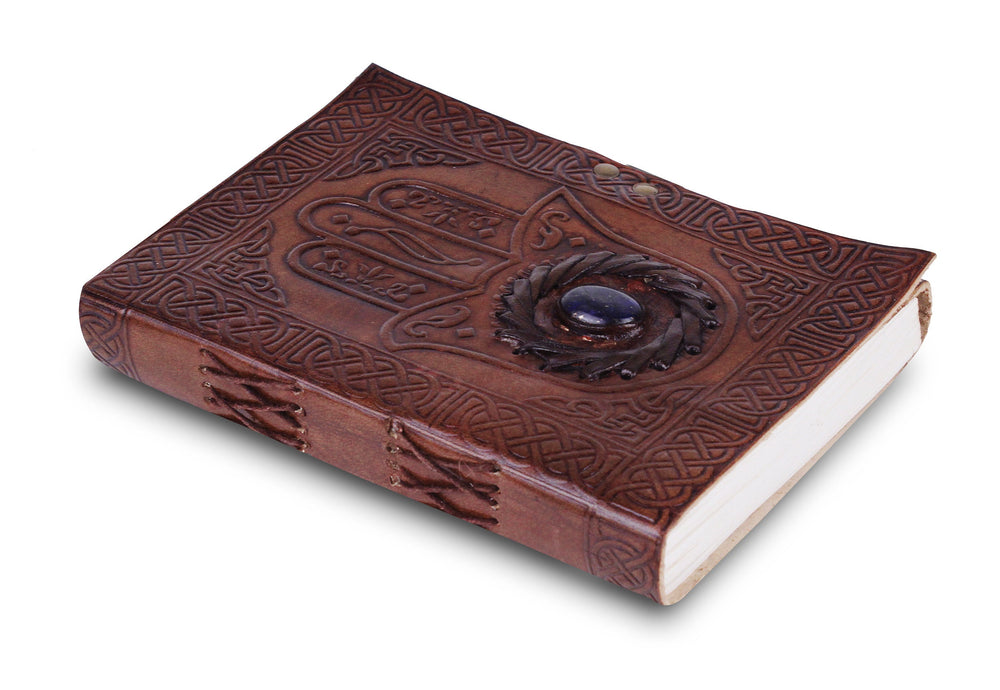 Buddha Palm Gem Embossed Leather Journal – Lock Closure, 8"x6"