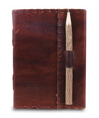 Personalized Vintage Leather Journal with Pen – Stitched Edges