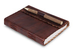 Personalized Vintage Leather Journal with Pen – Stitched Edges