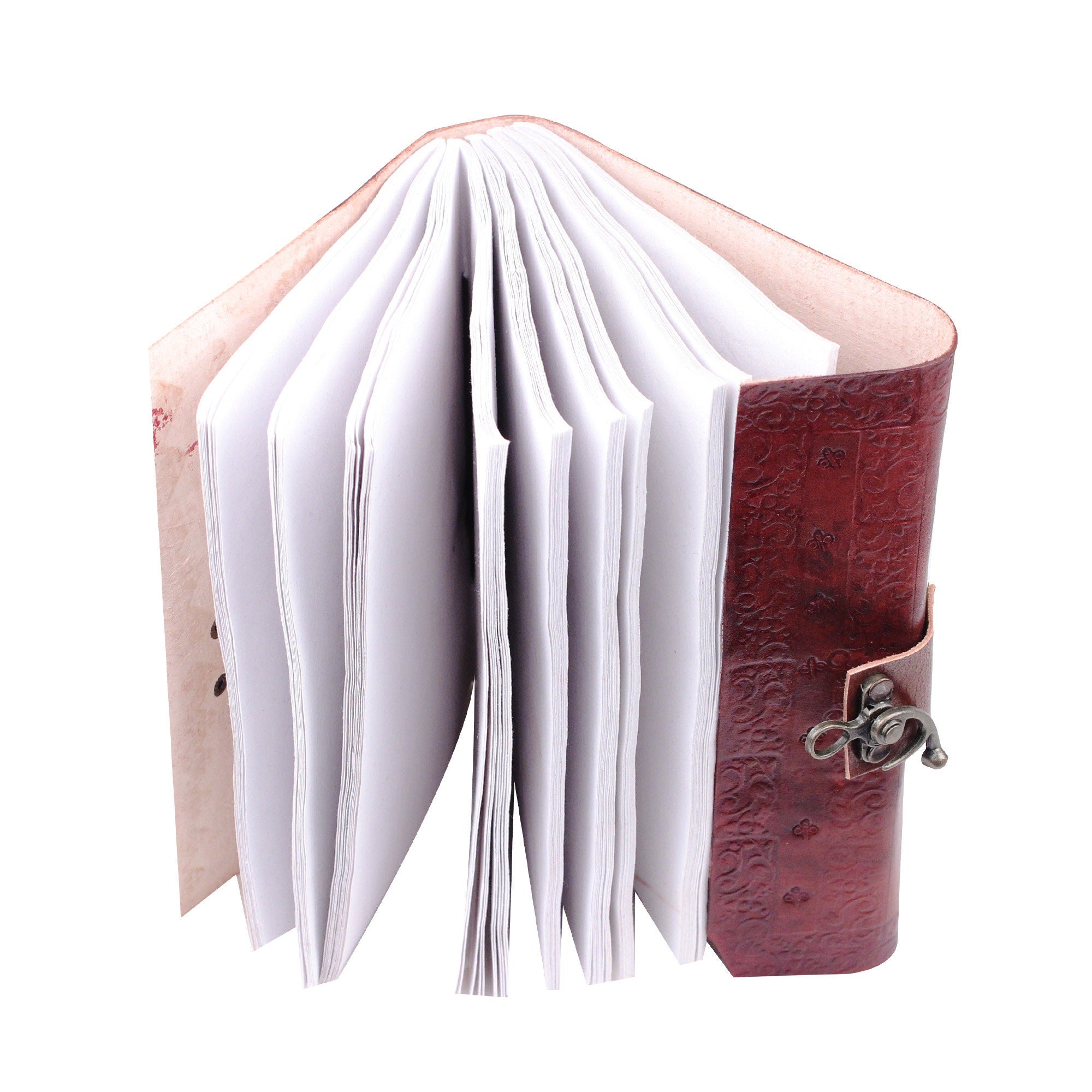 7 Stones Embossed Leather Blank Sketchbook – Writing Notebook Gift