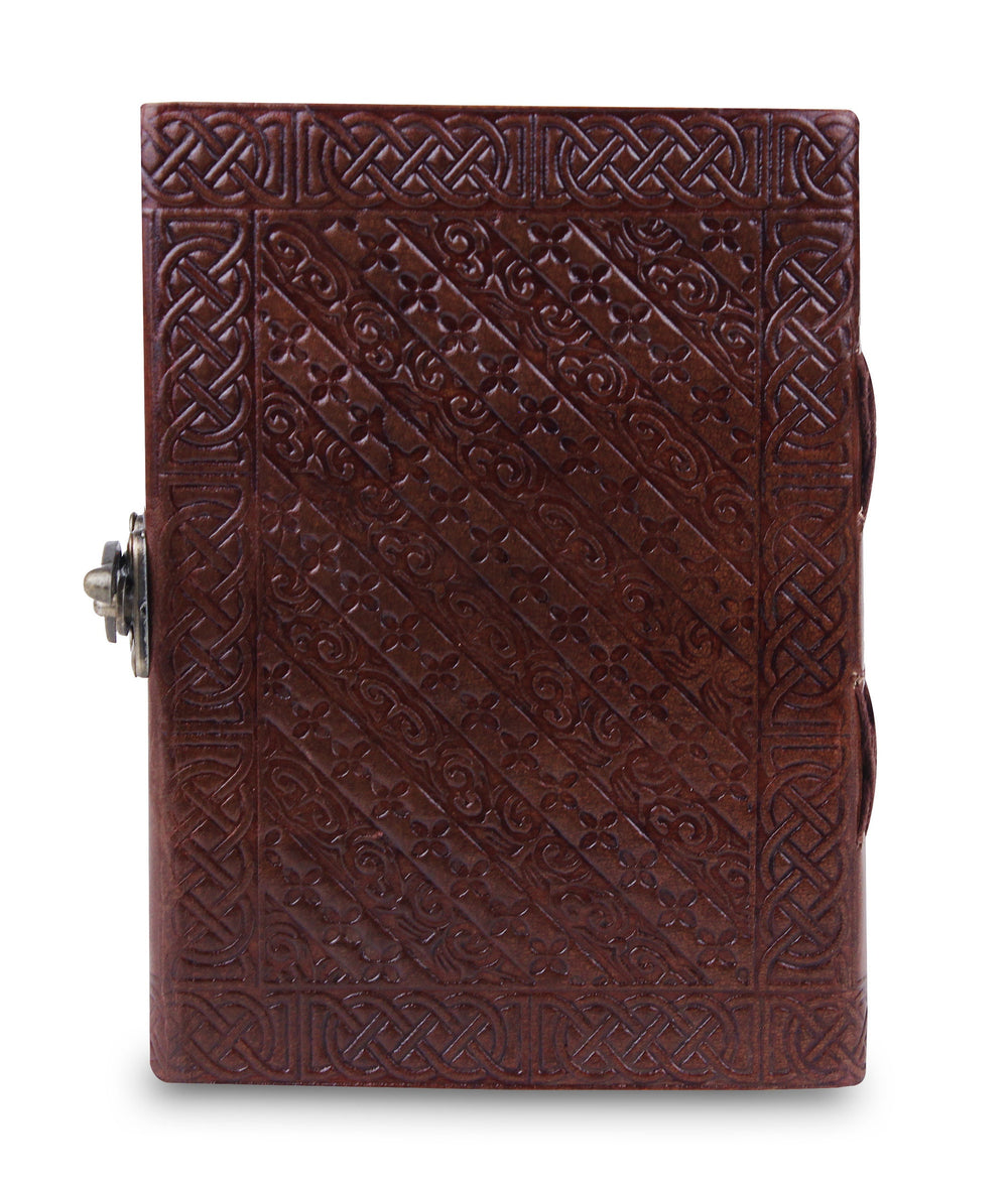 Buddha Palm Gem Embossed Leather Journal – Lock Closure, 8"x6"